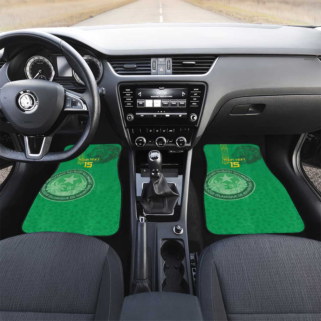 Mauritania Football Car Mats Coat Of Arms With Islamic Pattern - Wonder Print Shop