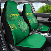 Mauritania Football Car Seat Cover Coat Of Arms With Islamic Pattern - Wonder Print Shop