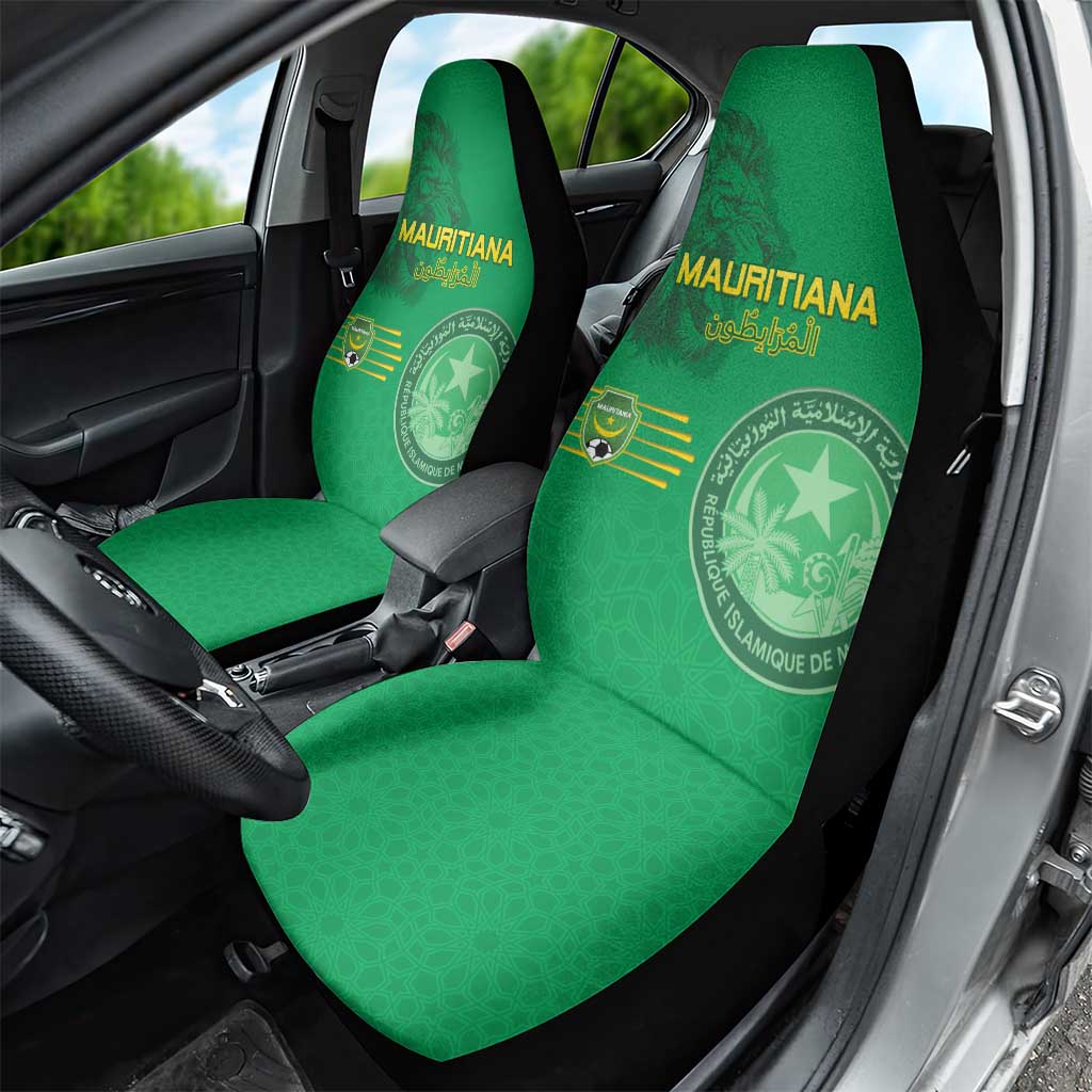 Mauritania Football Car Seat Cover Coat Of Arms With Islamic Pattern - Wonder Print Shop