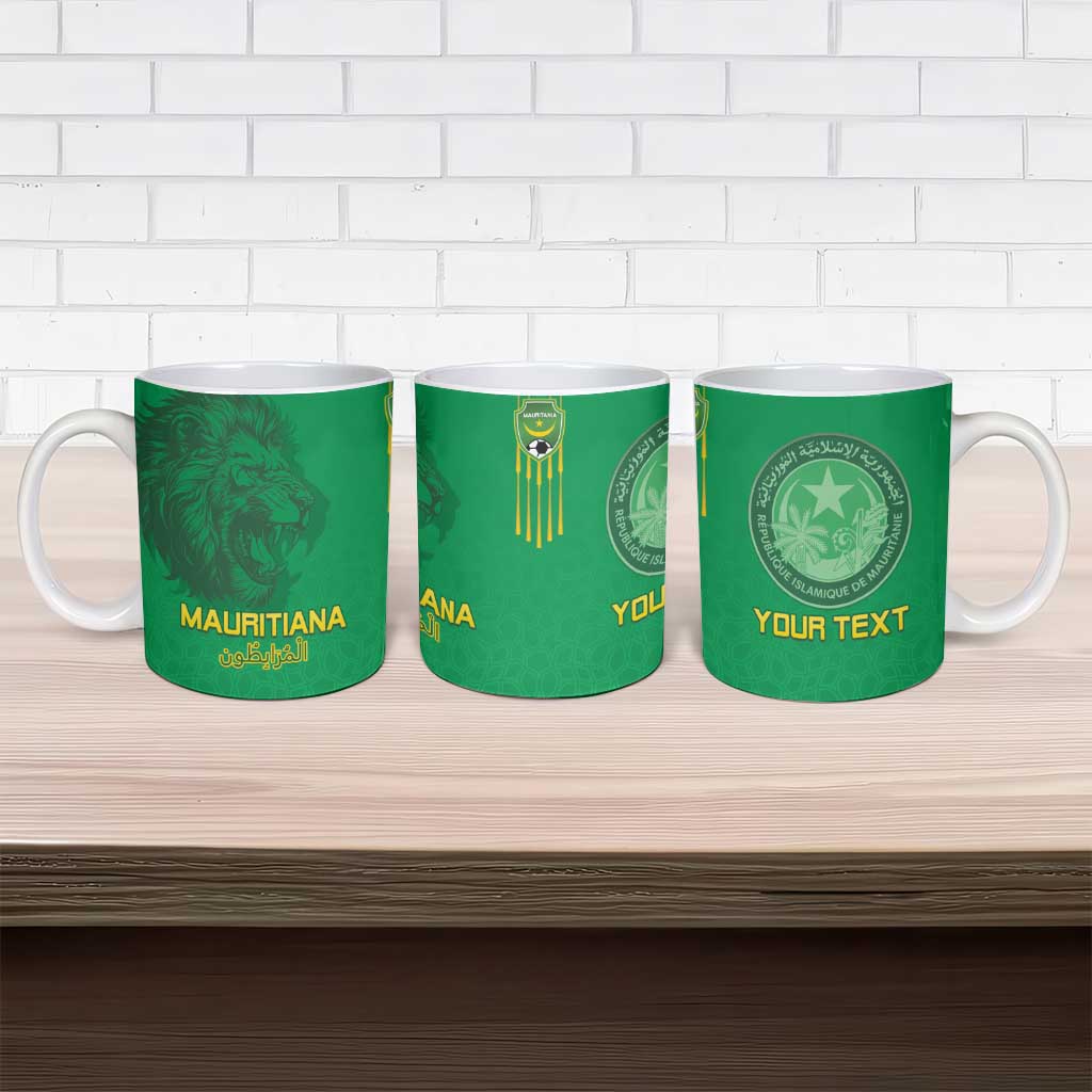 Custom Mauritania Football Ceramic Mug Coat Of Arms With Islamic Pattern - Wonder Print Shop