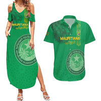 Custom Mauritania Football Couples Matching Summer Maxi Dress and Hawaiian Shirt Coat Of Arms With Islamic Pattern - Wonder Print Shop