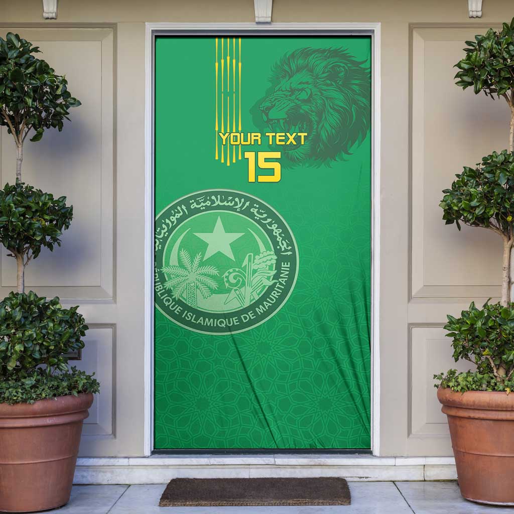 Mauritania Football Door Cover Coat Of Arms With Islamic Pattern - Wonder Print Shop