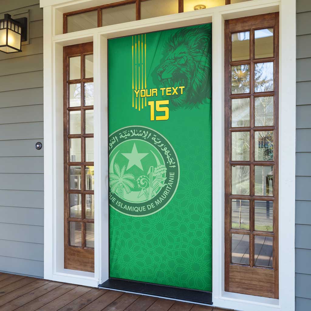 Mauritania Football Door Cover Coat Of Arms With Islamic Pattern - Wonder Print Shop