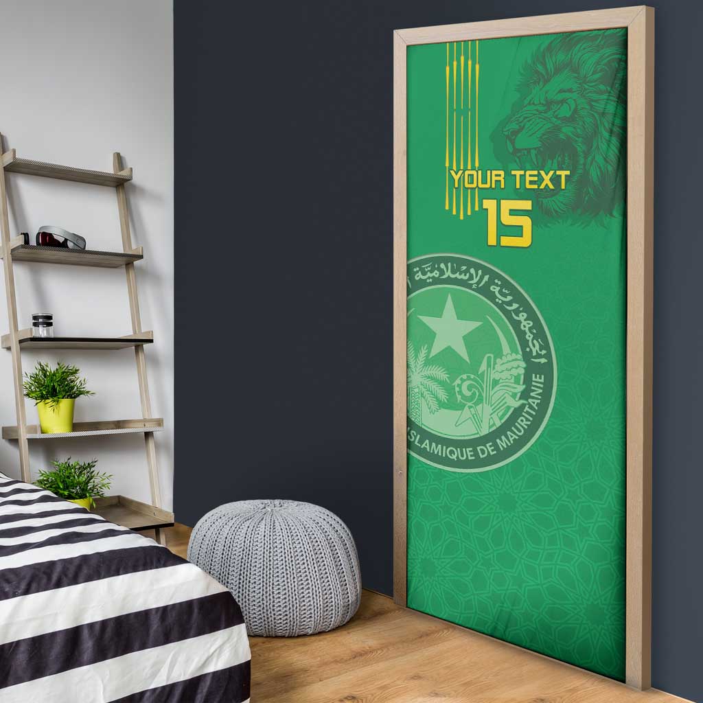 Mauritania Football Door Cover Coat Of Arms With Islamic Pattern - Wonder Print Shop