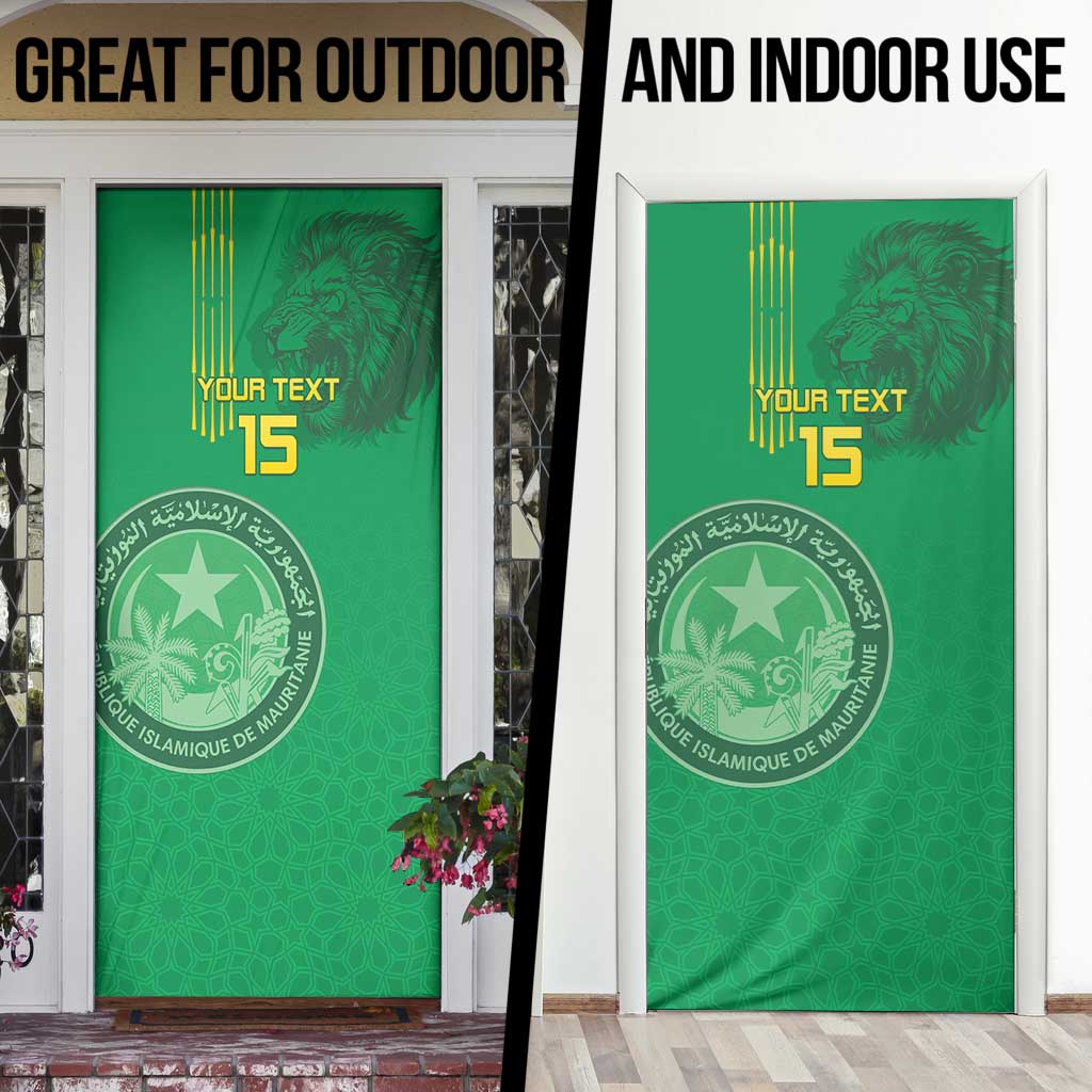 Mauritania Football Door Cover Coat Of Arms With Islamic Pattern - Wonder Print Shop