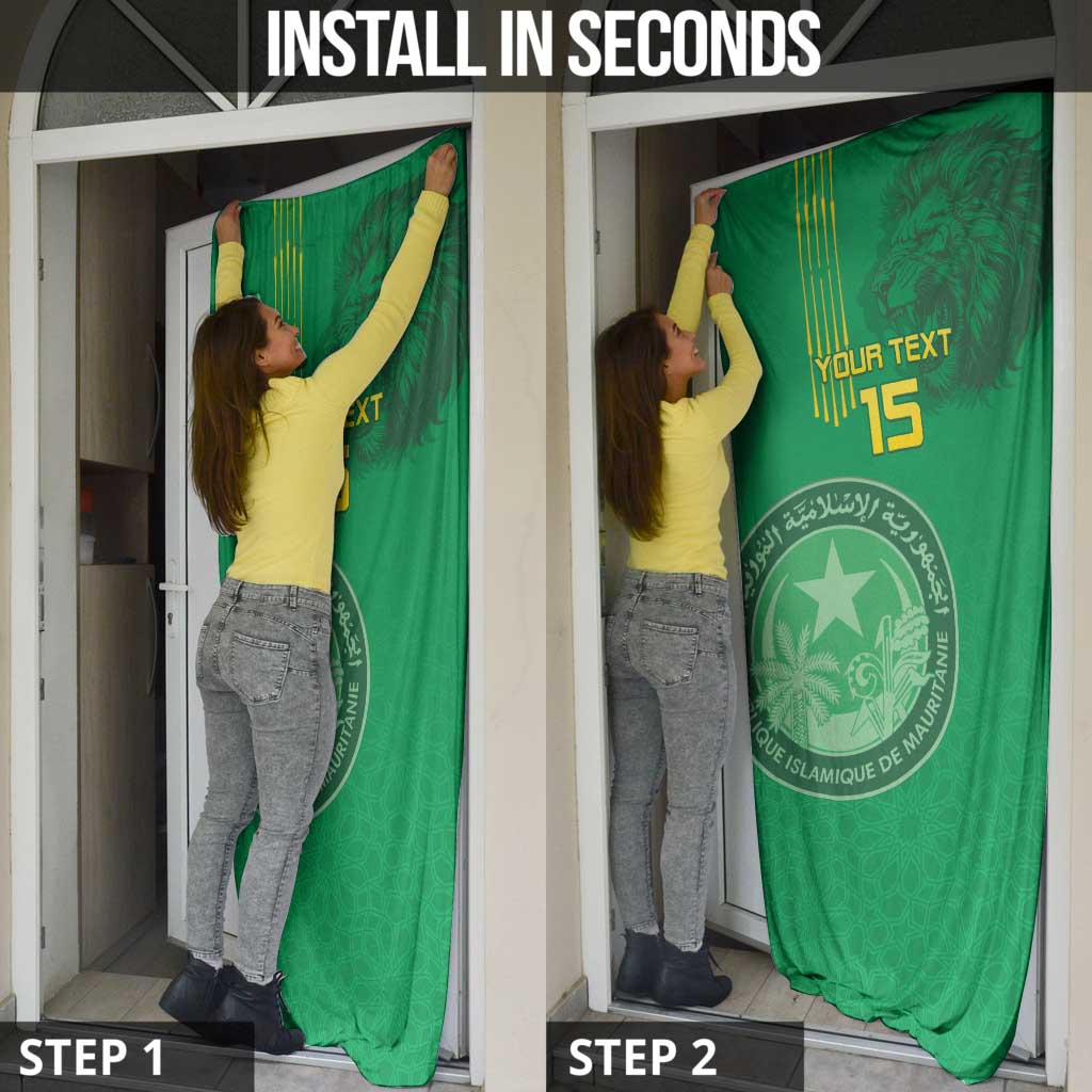 Mauritania Football Door Cover Coat Of Arms With Islamic Pattern - Wonder Print Shop