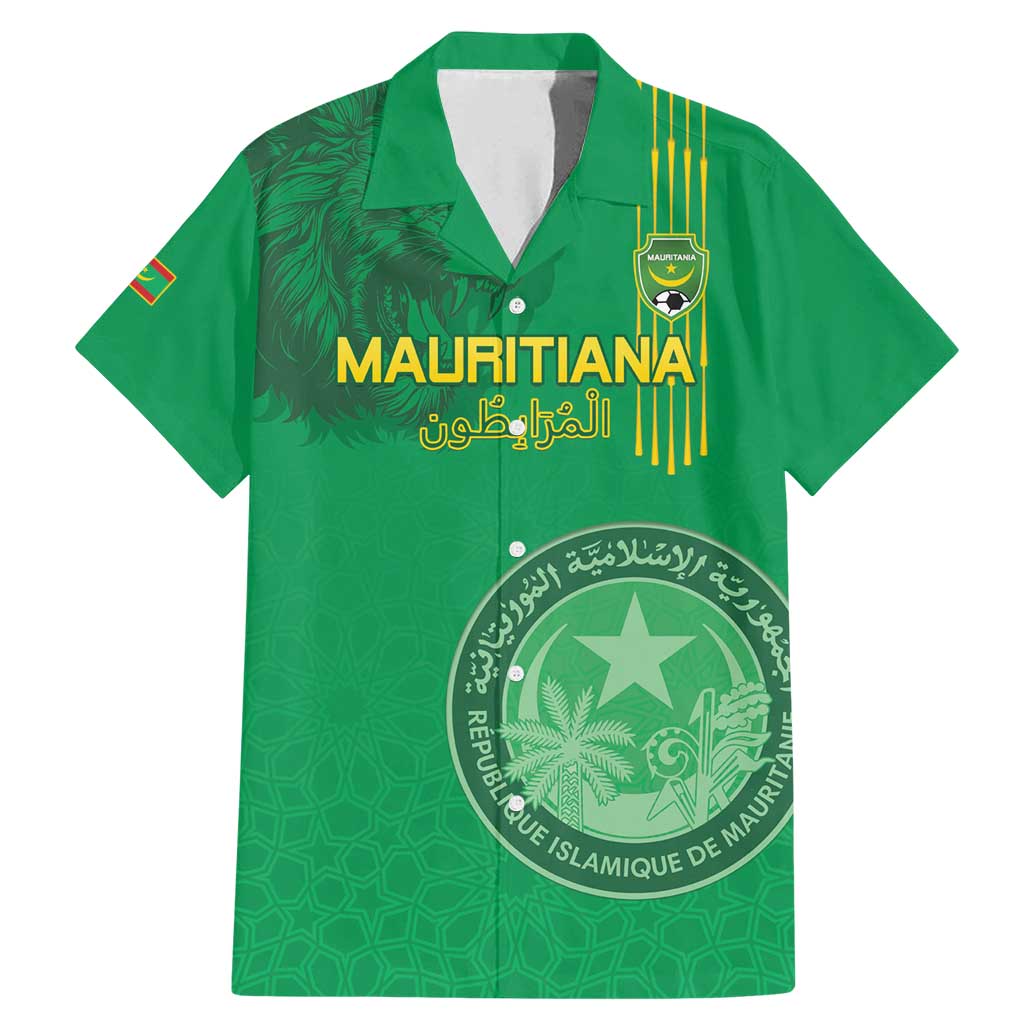 Custom Mauritania Football Family Matching Mermaid Dress and Hawaiian Shirt Coat Of Arms With Islamic Pattern - Wonder Print Shop