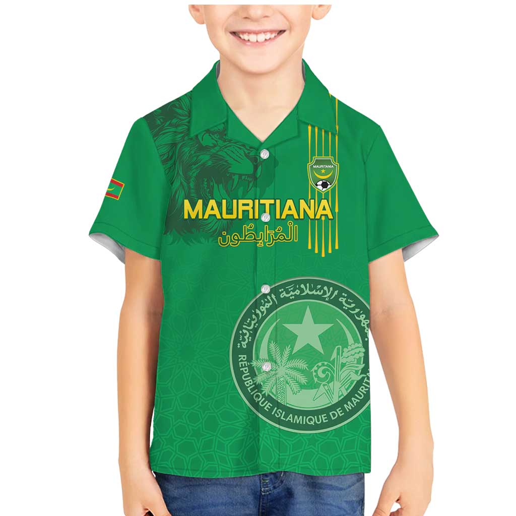 Custom Mauritania Football Family Matching Mermaid Dress and Hawaiian Shirt Coat Of Arms With Islamic Pattern - Wonder Print Shop