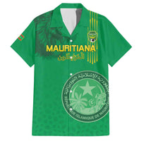 Custom Mauritania Football Family Matching Off The Shoulder Long Sleeve Dress and Hawaiian Shirt Coat Of Arms With Islamic Pattern - Wonder Print Shop