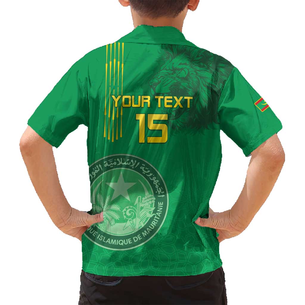 Custom Mauritania Football Family Matching Off Shoulder Maxi Dress and Hawaiian Shirt Coat Of Arms With Islamic Pattern - Wonder Print Shop