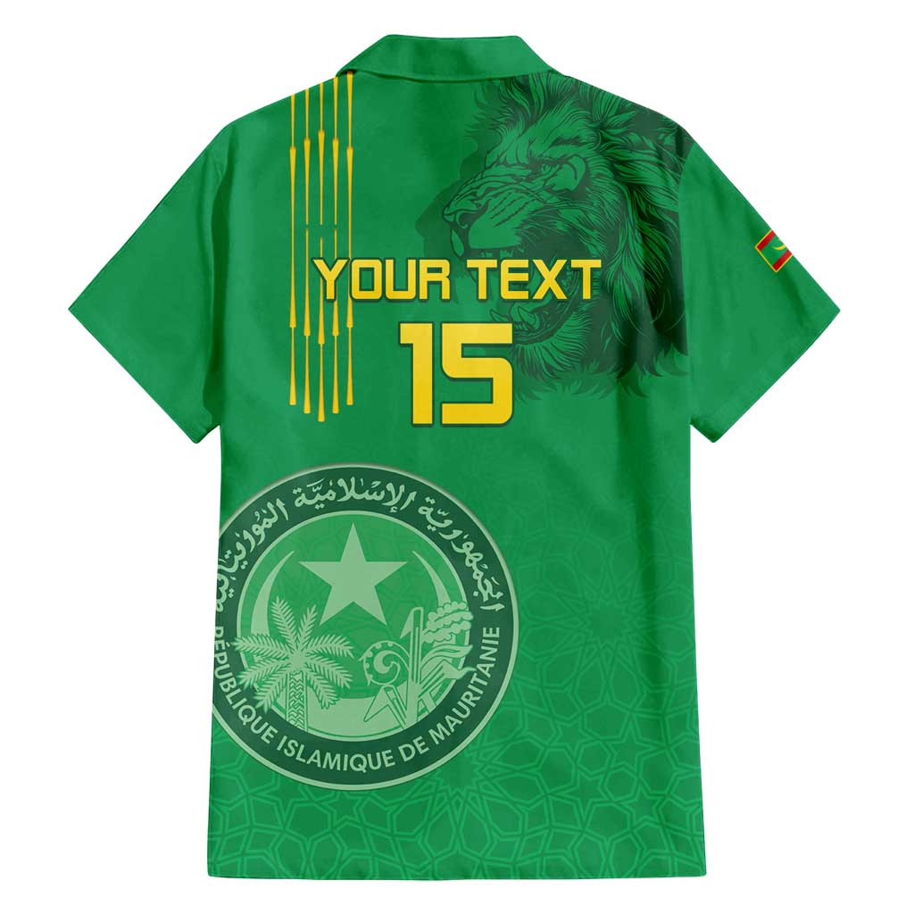 Custom Mauritania Football Family Matching Off Shoulder Short Dress and Hawaiian Shirt Coat Of Arms With Islamic Pattern - Wonder Print Shop