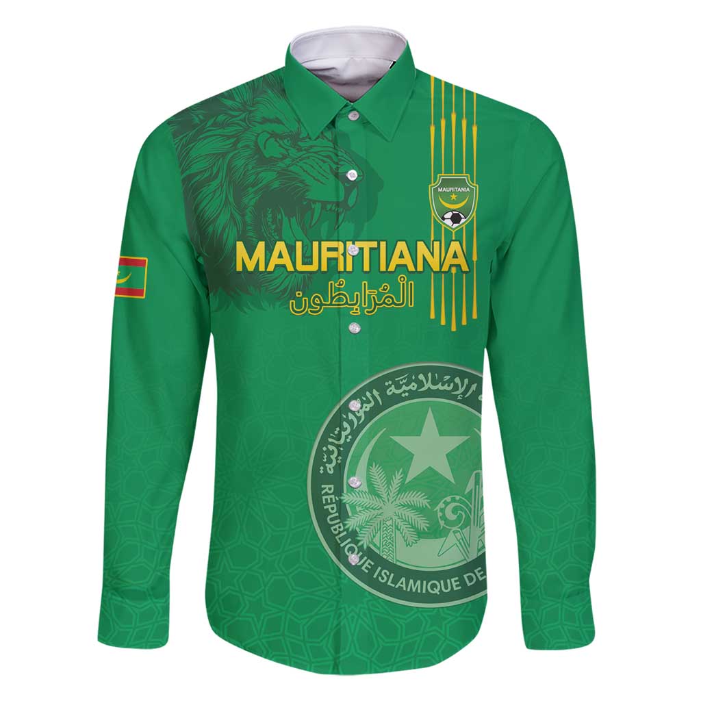 Custom Mauritania Football Family Matching Off Shoulder Short Dress and Hawaiian Shirt Coat Of Arms With Islamic Pattern - Wonder Print Shop