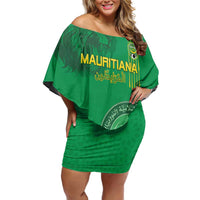 Custom Mauritania Football Family Matching Off Shoulder Short Dress and Hawaiian Shirt Coat Of Arms With Islamic Pattern - Wonder Print Shop