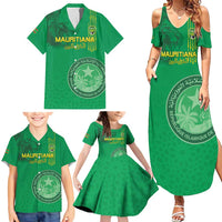 Custom Mauritania Football Family Matching Summer Maxi Dress and Hawaiian Shirt Coat Of Arms With Islamic Pattern - Wonder Print Shop