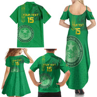 Custom Mauritania Football Family Matching Summer Maxi Dress and Hawaiian Shirt Coat Of Arms With Islamic Pattern - Wonder Print Shop