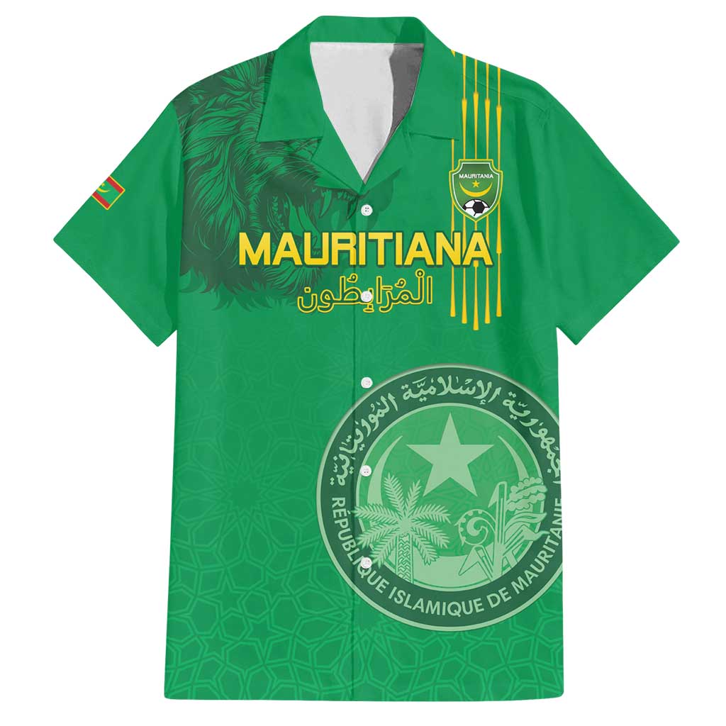 Custom Mauritania Football Family Matching Tank Maxi Dress and Hawaiian Shirt Coat Of Arms With Islamic Pattern - Wonder Print Shop