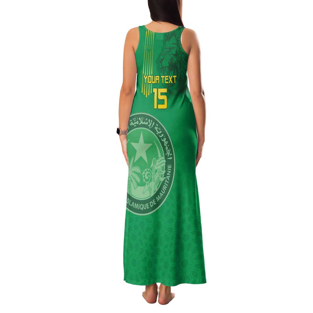Custom Mauritania Football Family Matching Tank Maxi Dress and Hawaiian Shirt Coat Of Arms With Islamic Pattern - Wonder Print Shop