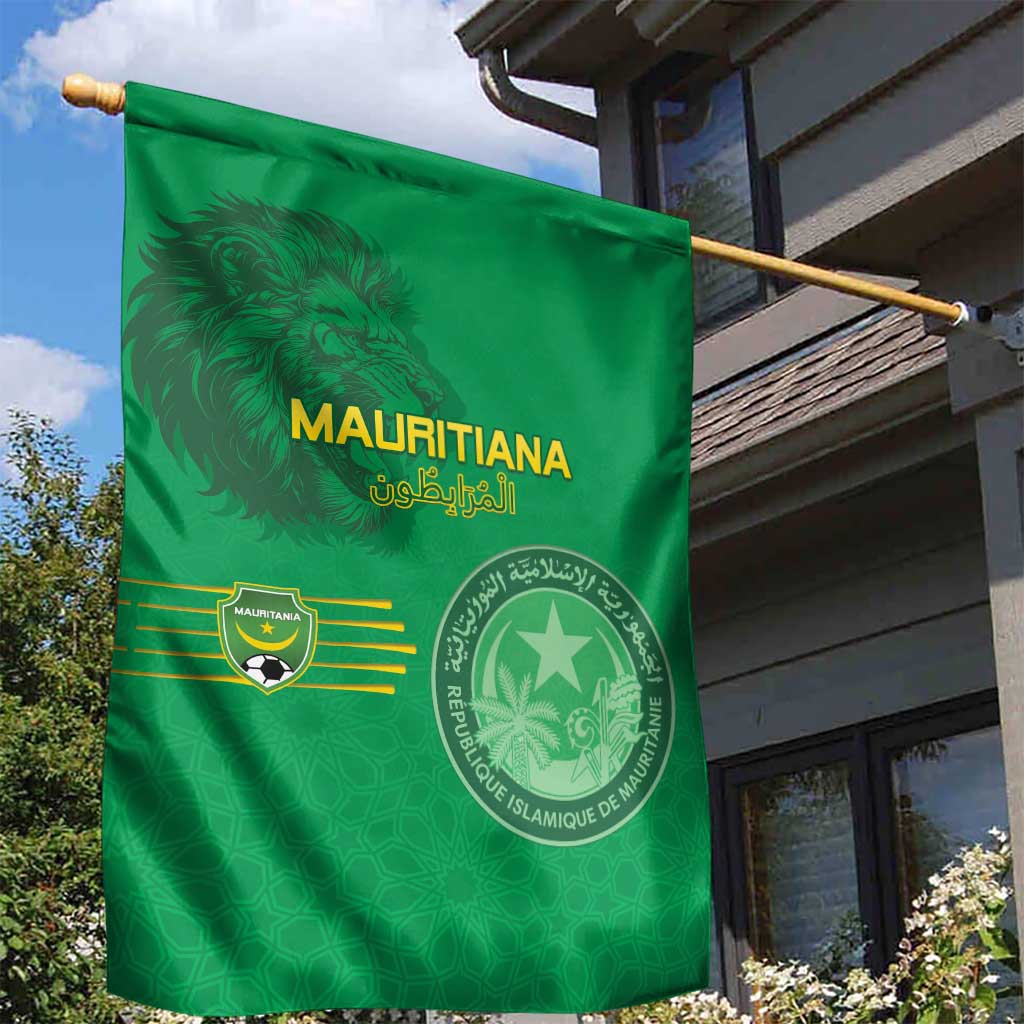 Mauritania Football Garden Flag Coat Of Arms With Islamic Pattern - Wonder Print Shop