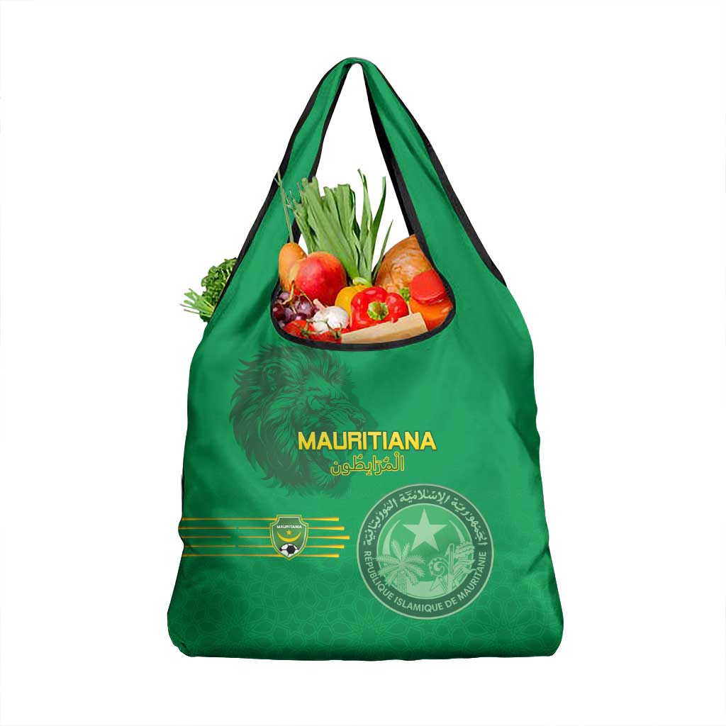 Mauritania Football Grocery Bag Coat Of Arms With Islamic Pattern - Wonder Print Shop