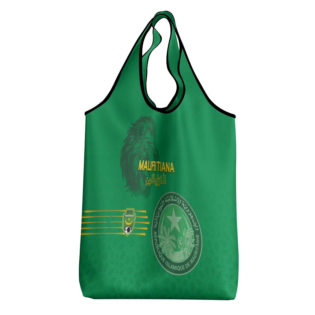 Mauritania Football Grocery Bag Coat Of Arms With Islamic Pattern - Wonder Print Shop
