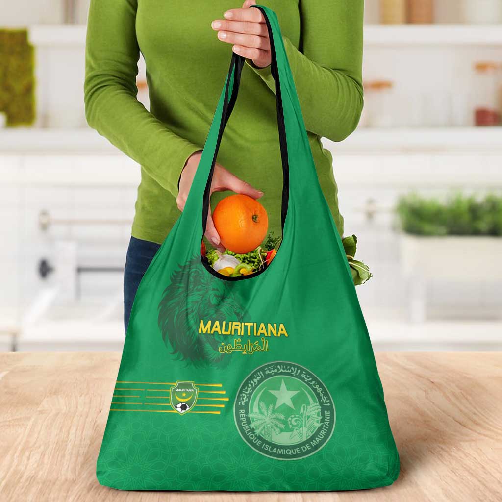 Mauritania Football Grocery Bag Coat Of Arms With Islamic Pattern - Wonder Print Shop