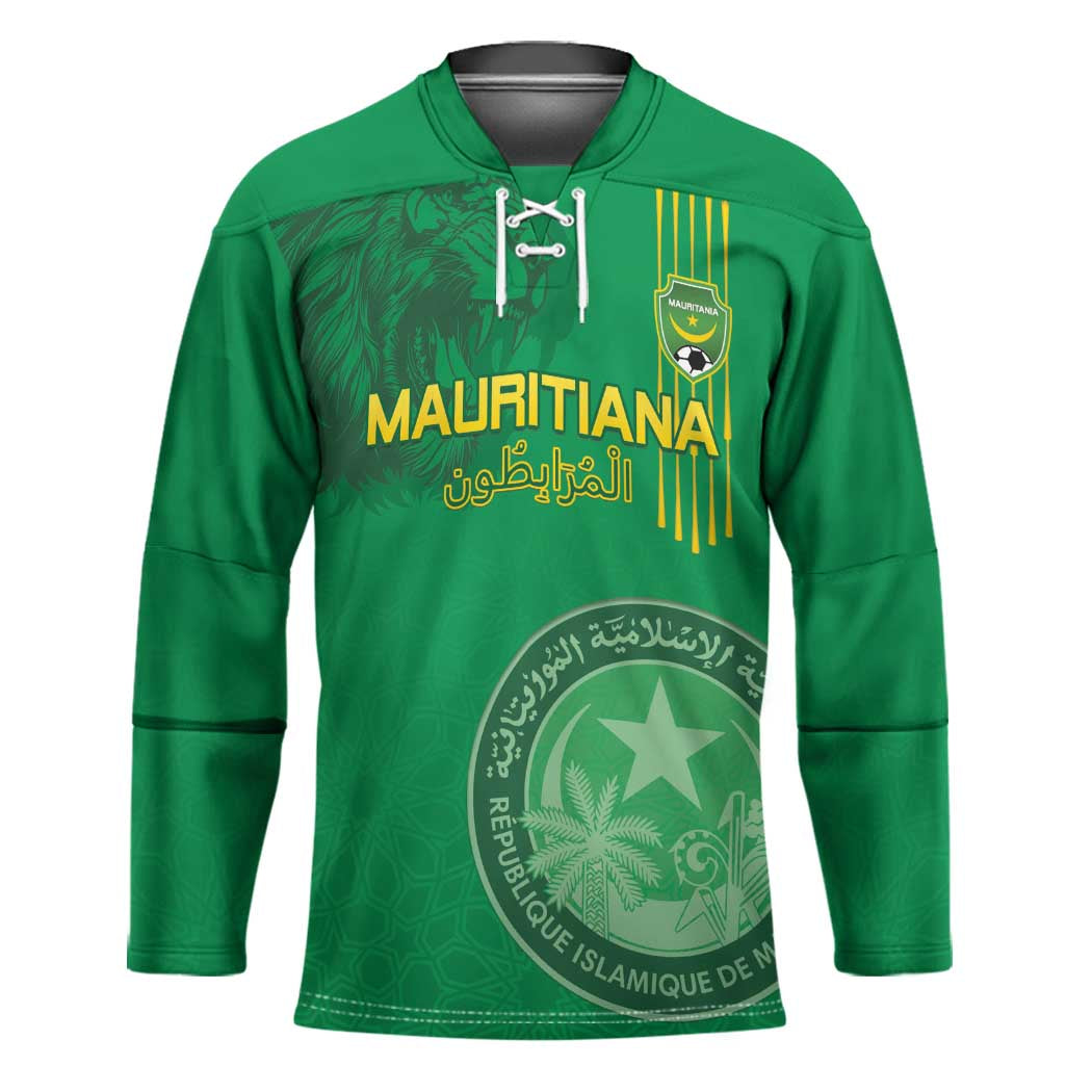 Custom Mauritania Football Hockey Jersey Coat Of Arms With Islamic Pattern - Wonder Print Shop