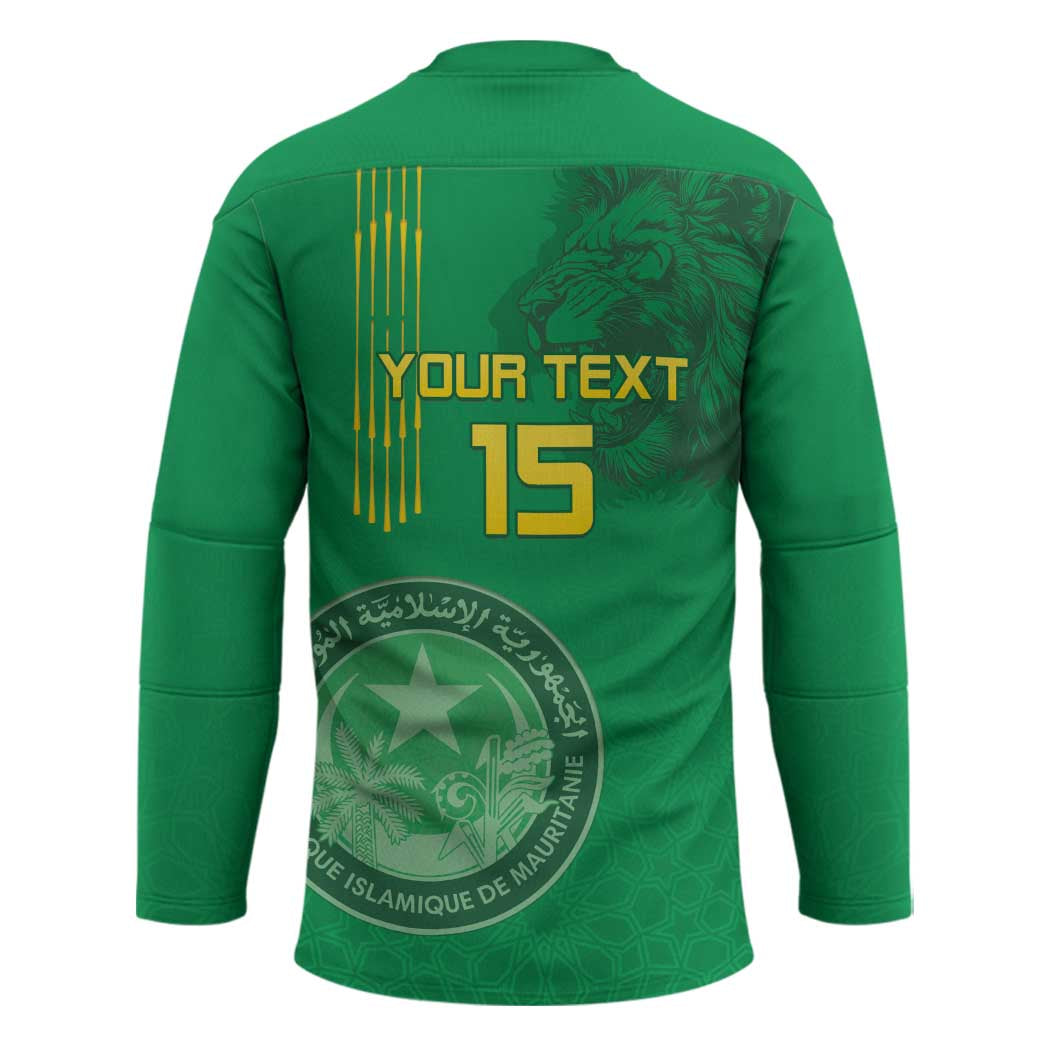 Custom Mauritania Football Hockey Jersey Coat Of Arms With Islamic Pattern - Wonder Print Shop