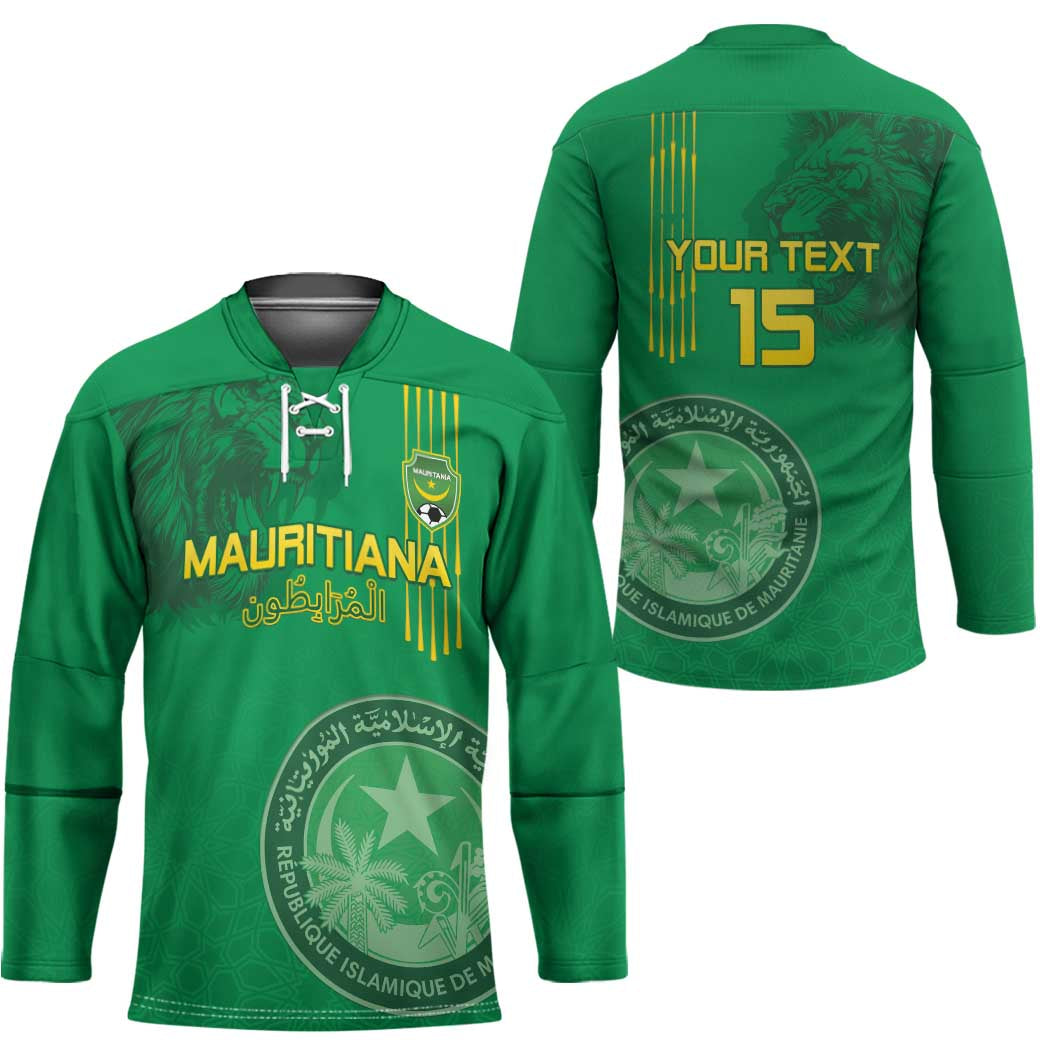 Custom Mauritania Football Hockey Jersey Coat Of Arms With Islamic Pattern - Wonder Print Shop