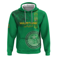 Custom Mauritania Football Hoodie Coat Of Arms With Islamic Pattern - Wonder Print Shop