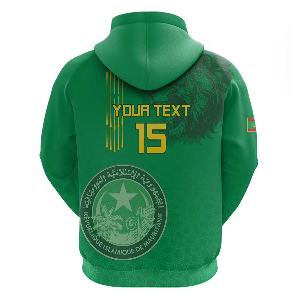 Custom Mauritania Football Hoodie Coat Of Arms With Islamic Pattern - Wonder Print Shop