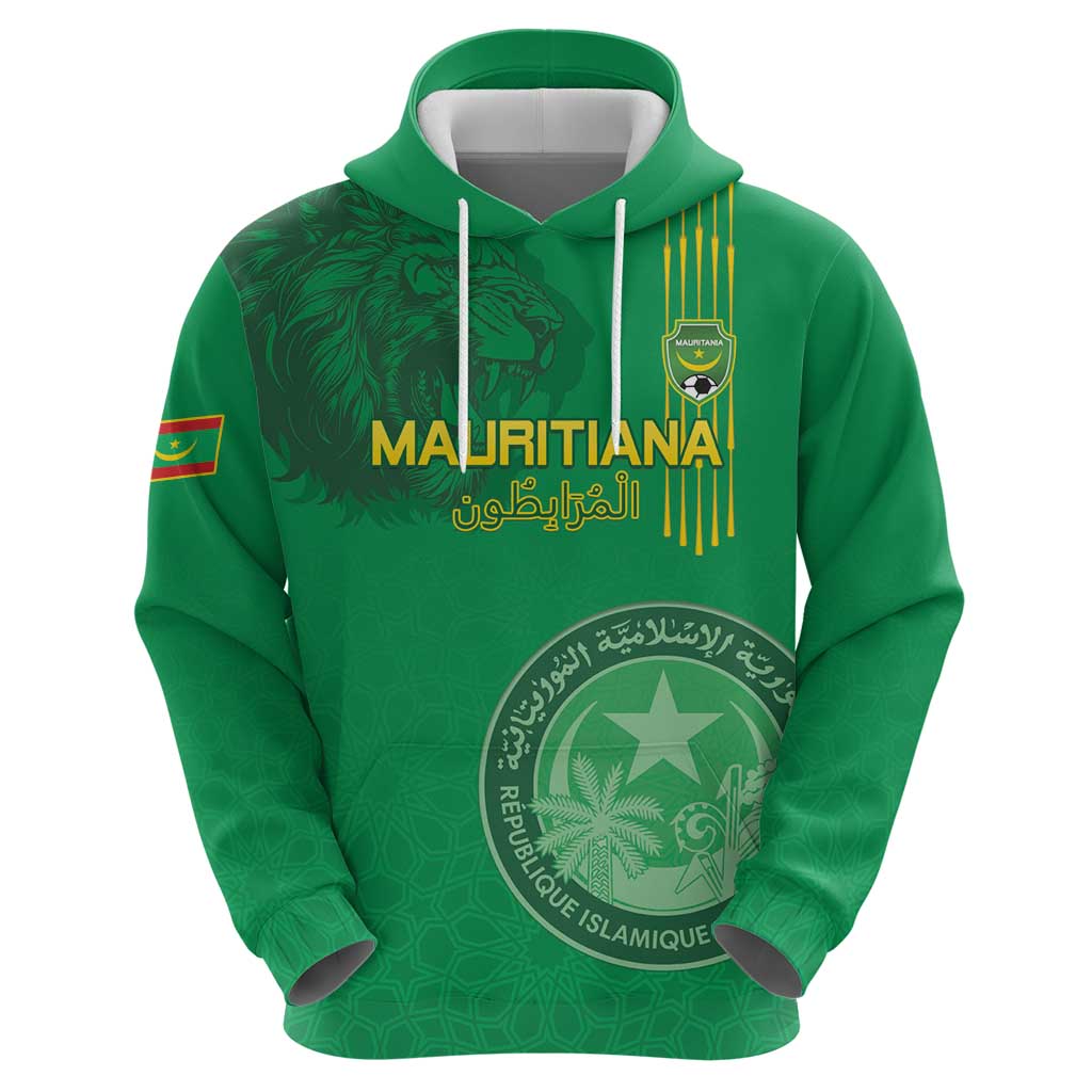 Custom Mauritania Football Hoodie Coat Of Arms With Islamic Pattern - Wonder Print Shop
