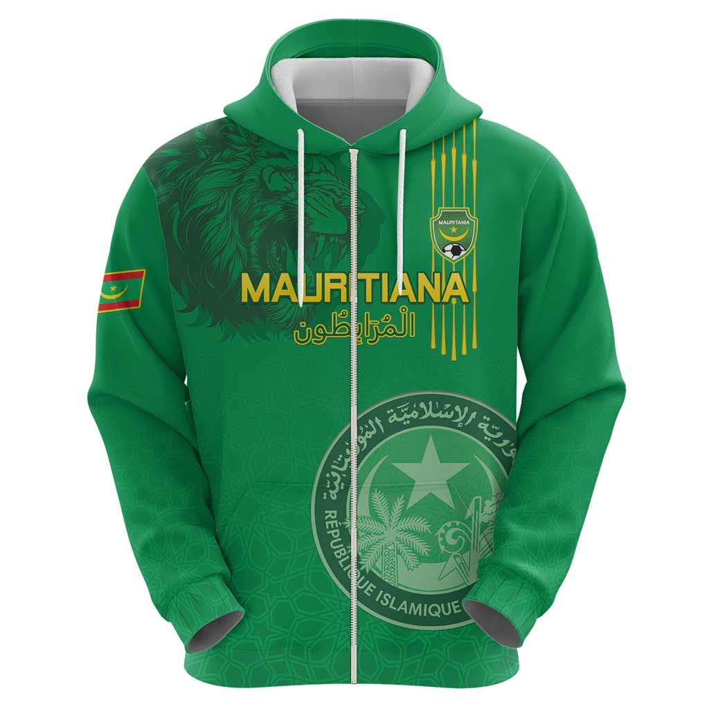 Custom Mauritania Football Hoodie Coat Of Arms With Islamic Pattern - Wonder Print Shop