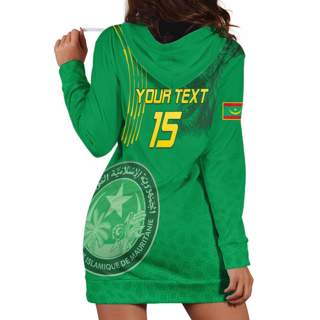 Custom Mauritania Football Hoodie Dress Coat Of Arms With Islamic Pattern - Wonder Print Shop