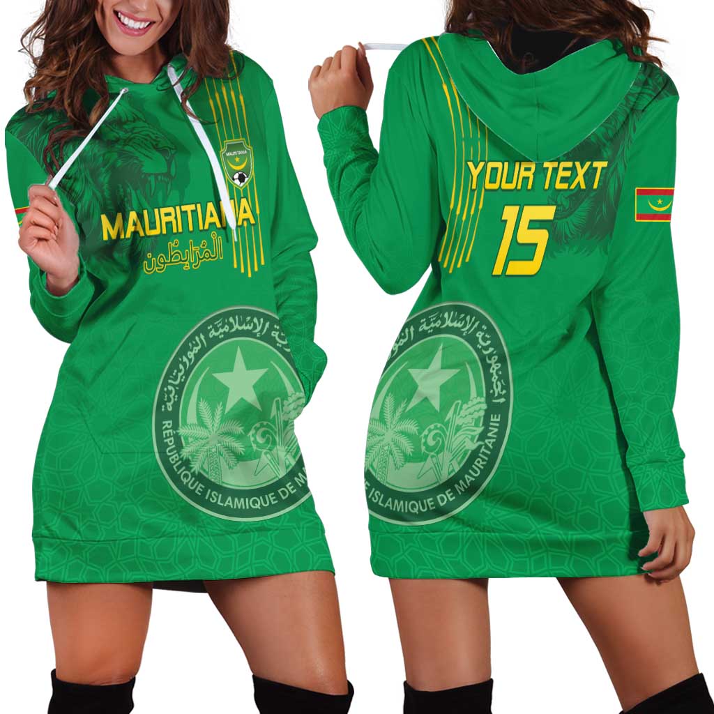 Custom Mauritania Football Hoodie Dress Coat Of Arms With Islamic Pattern - Wonder Print Shop