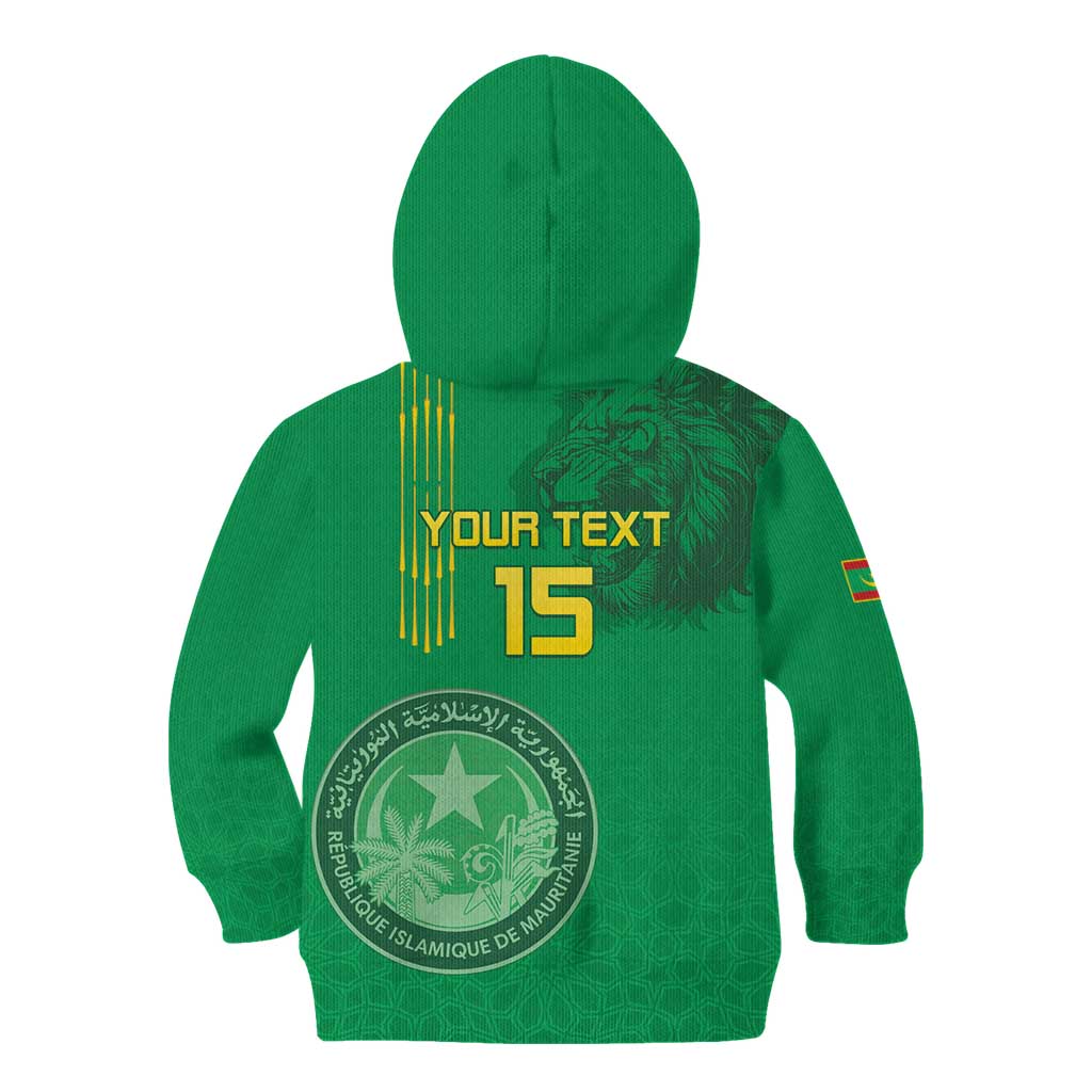 Custom Mauritania Football Kid Hoodie Coat Of Arms With Islamic Pattern - Wonder Print Shop