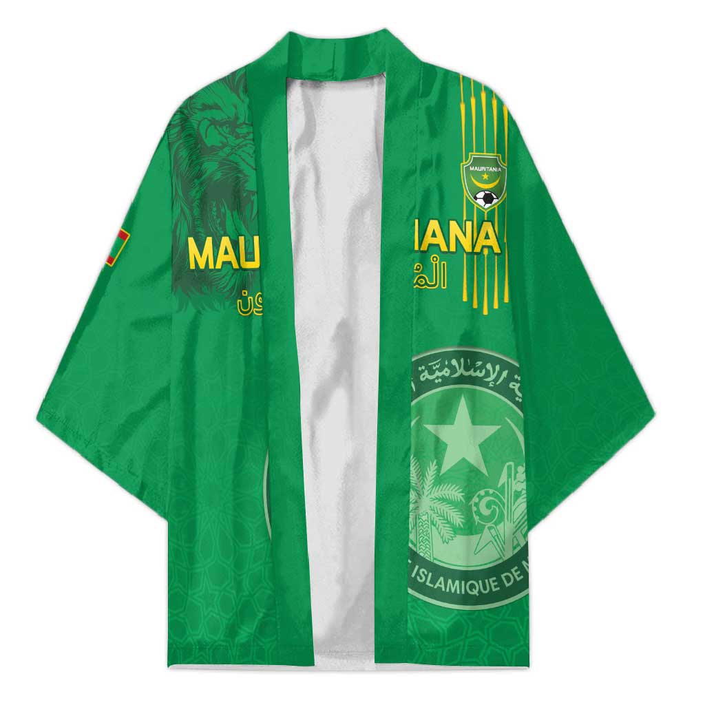 Custom Mauritania Football Kimono Coat Of Arms With Islamic Pattern - Wonder Print Shop