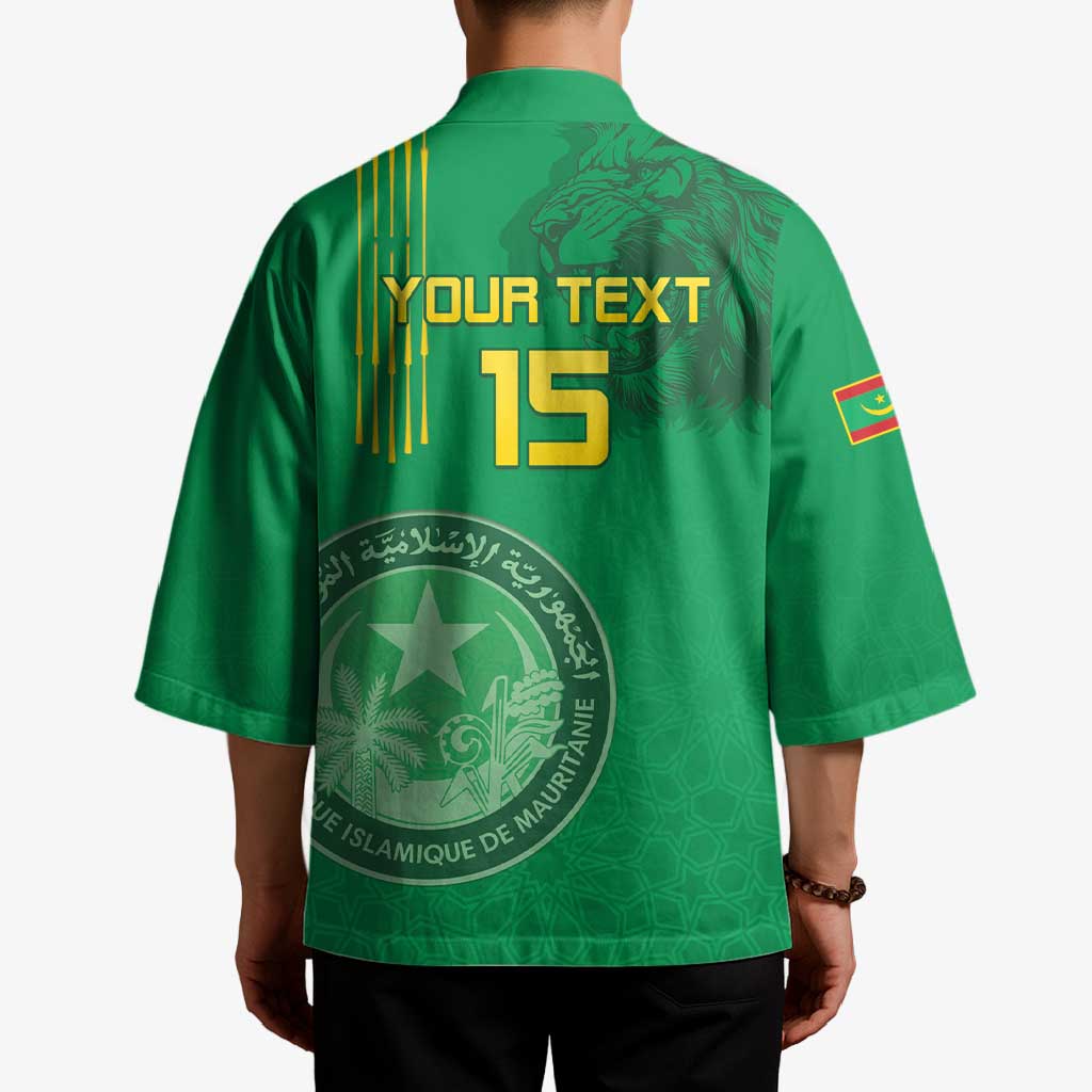 Custom Mauritania Football Kimono Coat Of Arms With Islamic Pattern - Wonder Print Shop
