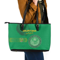 Mauritania Football Leather Tote Bag Coat Of Arms With Islamic Pattern - Wonder Print Shop