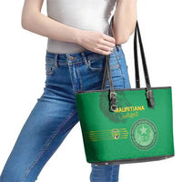 Mauritania Football Leather Tote Bag Coat Of Arms With Islamic Pattern - Wonder Print Shop