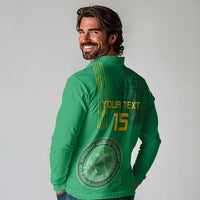 Custom Mauritania Football Long Sleeve Polo Shirt Coat Of Arms With Islamic Pattern - Wonder Print Shop