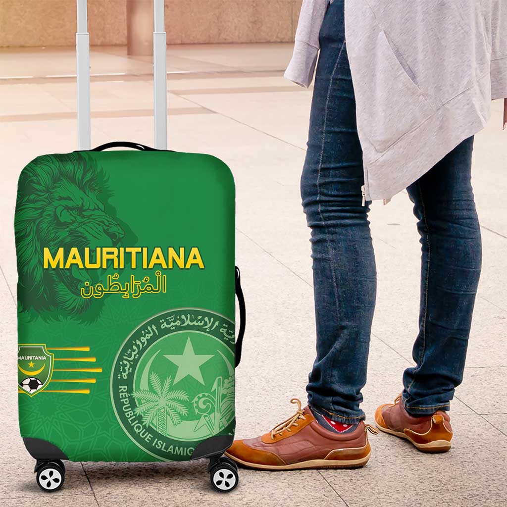 Mauritania Football Luggage Cover Coat Of Arms With Islamic Pattern - Wonder Print Shop