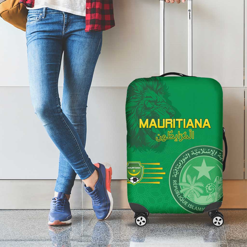 Mauritania Football Luggage Cover Coat Of Arms With Islamic Pattern - Wonder Print Shop