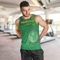 Custom Mauritania Football Men Tank Top Coat Of Arms With Islamic Pattern - Wonder Print Shop