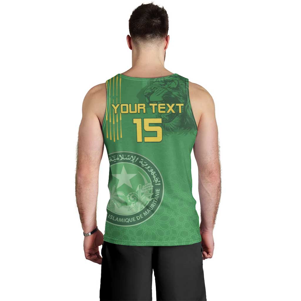 Custom Mauritania Football Men Tank Top Coat Of Arms With Islamic Pattern - Wonder Print Shop