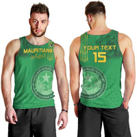 Custom Mauritania Football Men Tank Top Coat Of Arms With Islamic Pattern - Wonder Print Shop