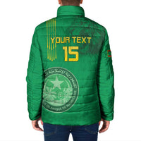 Custom Mauritania Football Padded Jacket Coat Of Arms With Islamic Pattern - Wonder Print Shop