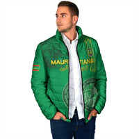 Custom Mauritania Football Padded Jacket Coat Of Arms With Islamic Pattern - Wonder Print Shop