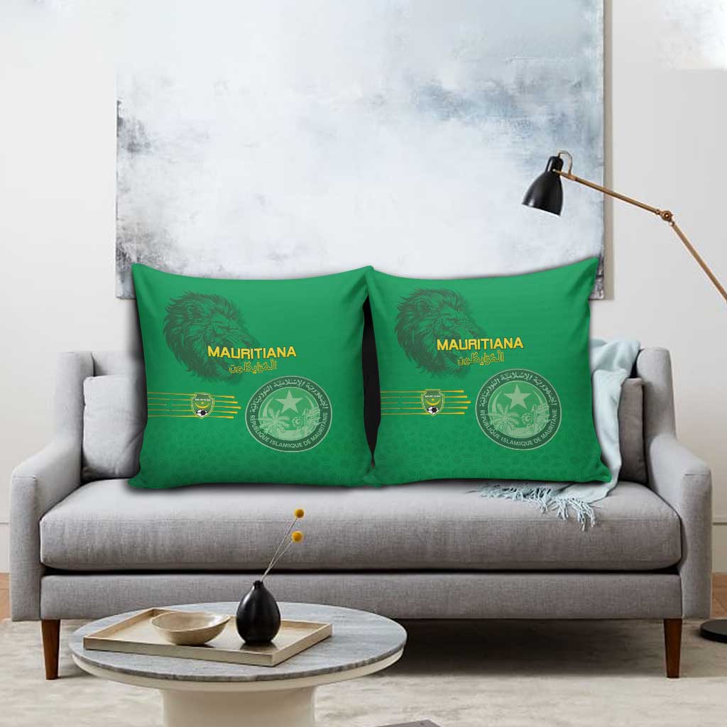 Mauritania Football Pillow Cover Coat Of Arms With Islamic Pattern - Wonder Print Shop