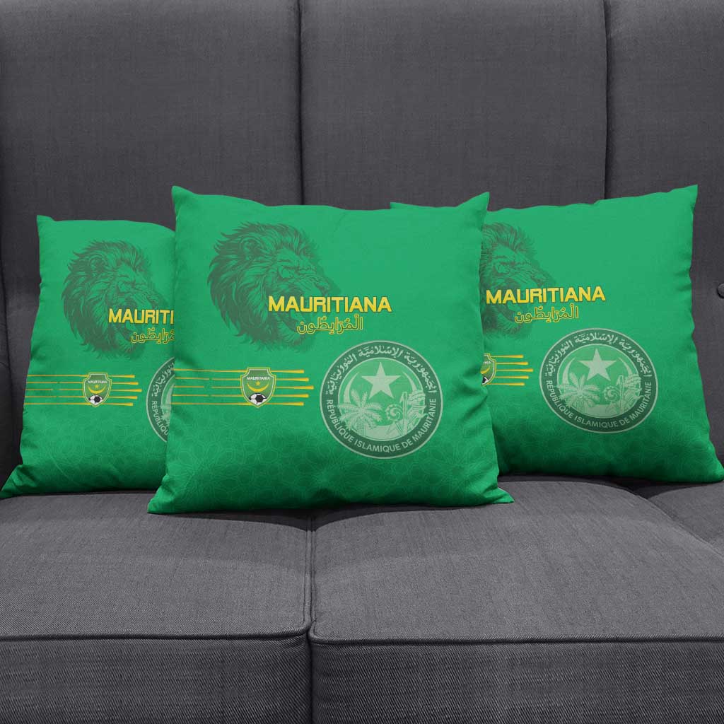 Mauritania Football Pillow Cover Coat Of Arms With Islamic Pattern - Wonder Print Shop