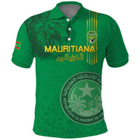 Custom Mauritania Football Polo Shirt Coat Of Arms With Islamic Pattern - Wonder Print Shop
